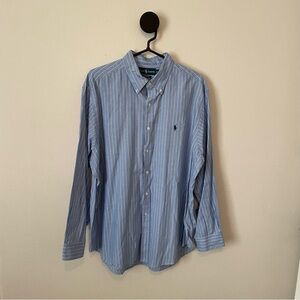 Polo Ralph Lauren Men’s Blue & White Striped Classic Fit Shirt Size 17½ 34/35